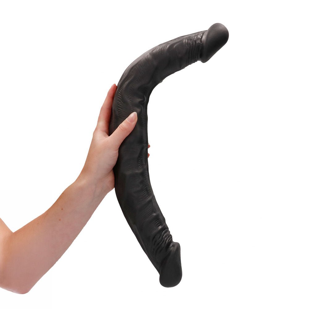 REALROCK 18'' Double Dildo - Black - Black 46 cm Double Dong - silkandsin
