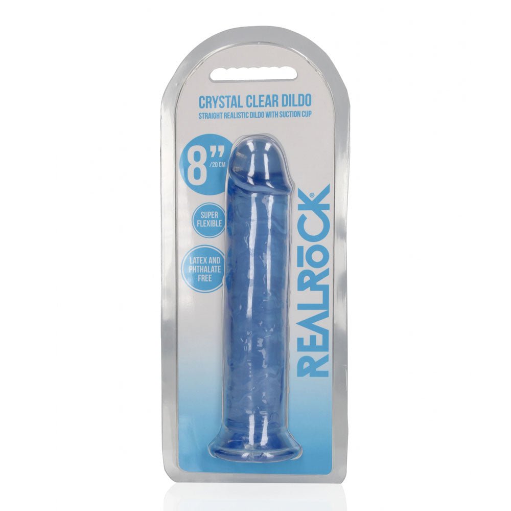 REALROCK 20 cm Straight Dildo - Blue - Blue 20 cm (8'') Dong - silkandsin