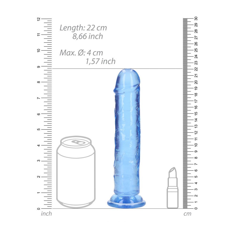 REALROCK 20 cm Straight Dildo - Blue - Blue 20 cm (8'') Dong - silkandsin