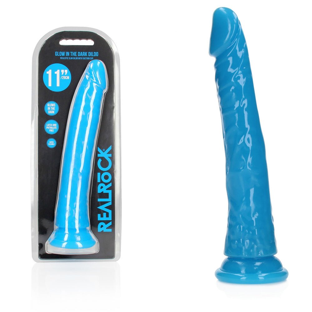 REALROCK 29 cm Slim Glow in the Dark Neon - Blue - Glow in Dark Blue 29 cm (11'') Dong - silkandsin