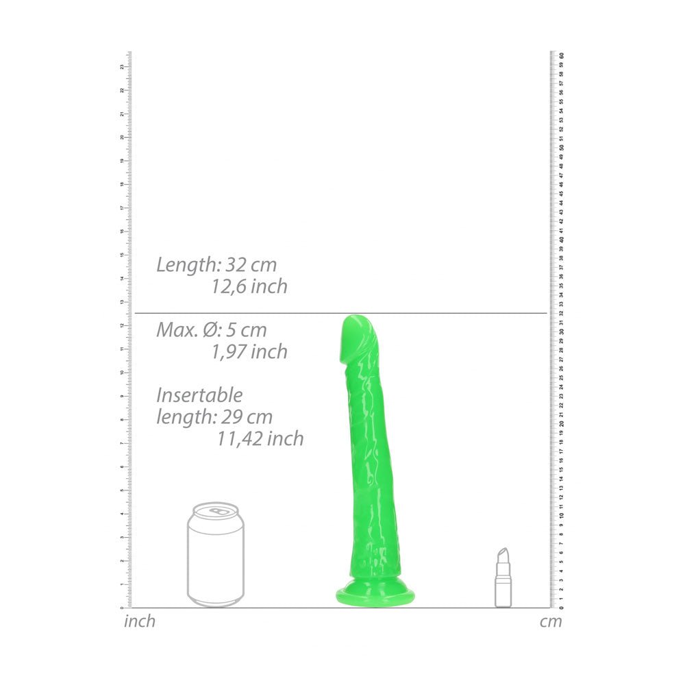 REALROCK 29 cm Slim Glow in the Dark Neon - Green - Glow in Dark Green 29 cm (11'') Dong - silkandsin