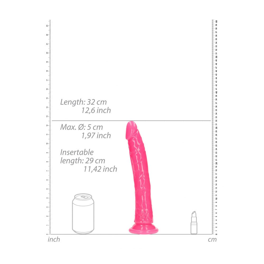REALROCK 29 cm Slim Glow in the Dark Neon - Pink - Glow in Dark Pink 29 cm (11'') Dong - silkandsin