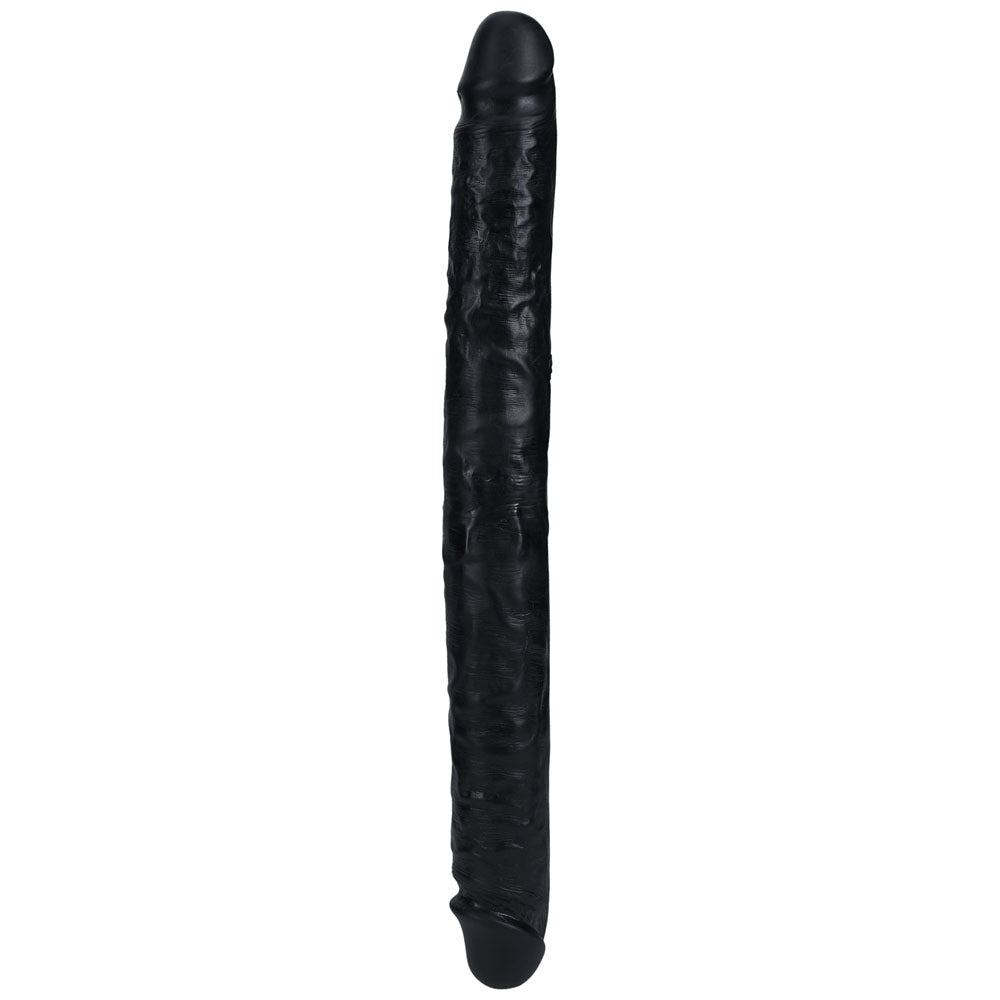 REALROCK 35cm Slim Double Dildo - Black - Black 35 cm (14'') Double Dong - silkandsin