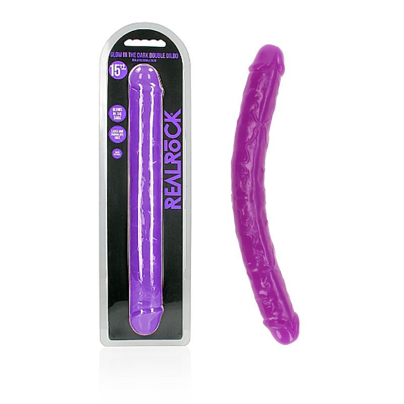 REALROCK 38 cm Double Dong Glow - Purple - Purple 38 cm (15'') Double Dong - silkandsin