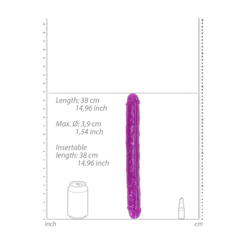REALROCK 38 cm Double Dong Glow - Purple - Purple 38 cm (15'') Double Dong - silkandsin