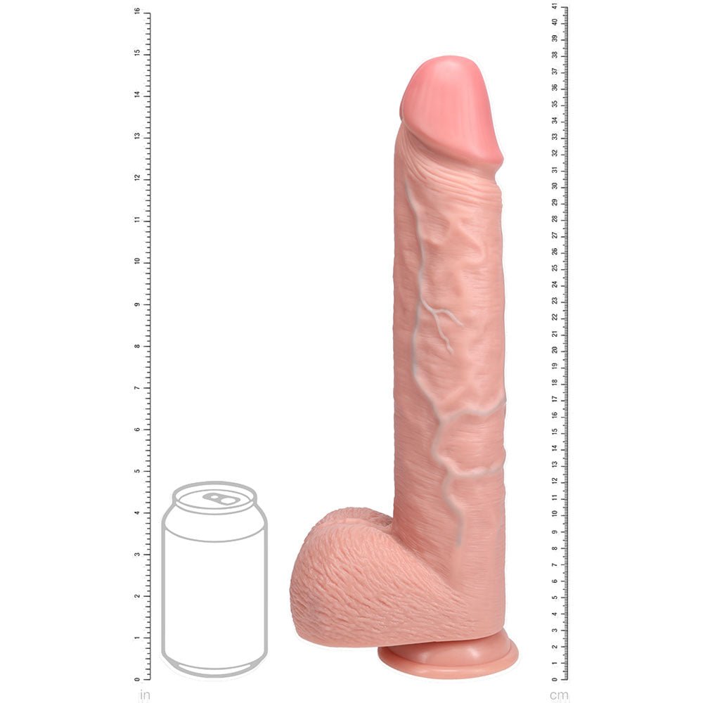 REALROCK 38cm Extra Long Dildo with Balls - Flesh - Flesh 38 cm (15'') Extra Long Dong - silkandsin