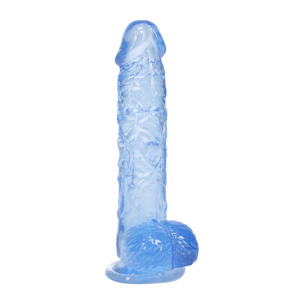 REALROCK 5'' Crystal Clear Dildo with Balls - Blue - Clear Blue 14.7 cm Dong - silkandsin