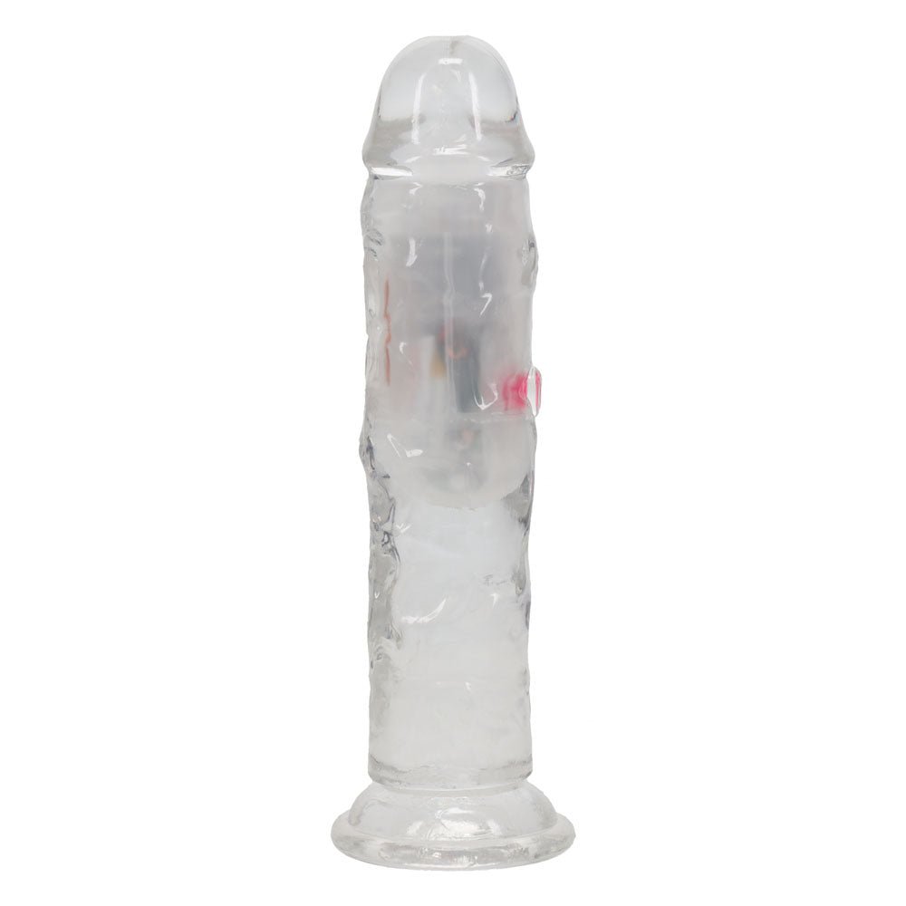 REALROCK 6'' No Balls Wireless Rechargeable LED Vibrating Dong - Clear with LED 16.5 cm USB Rechargeable Vibrating Dong with Remote - silkandsin