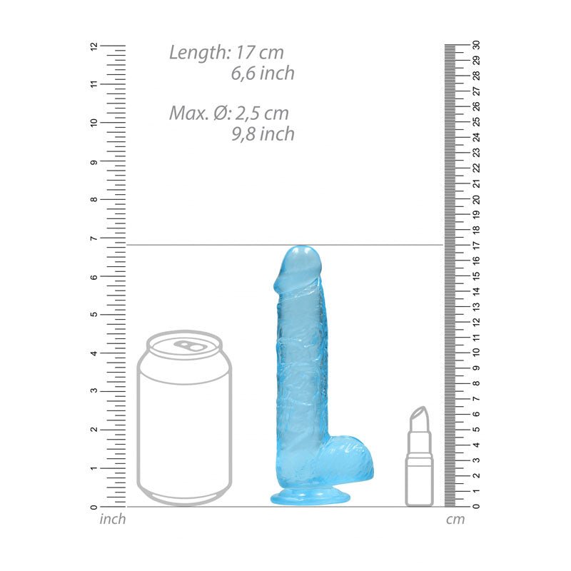 REALROCK 6'' Realistic Dildo With Balls - Blue 15.2 cm Dong - silkandsin