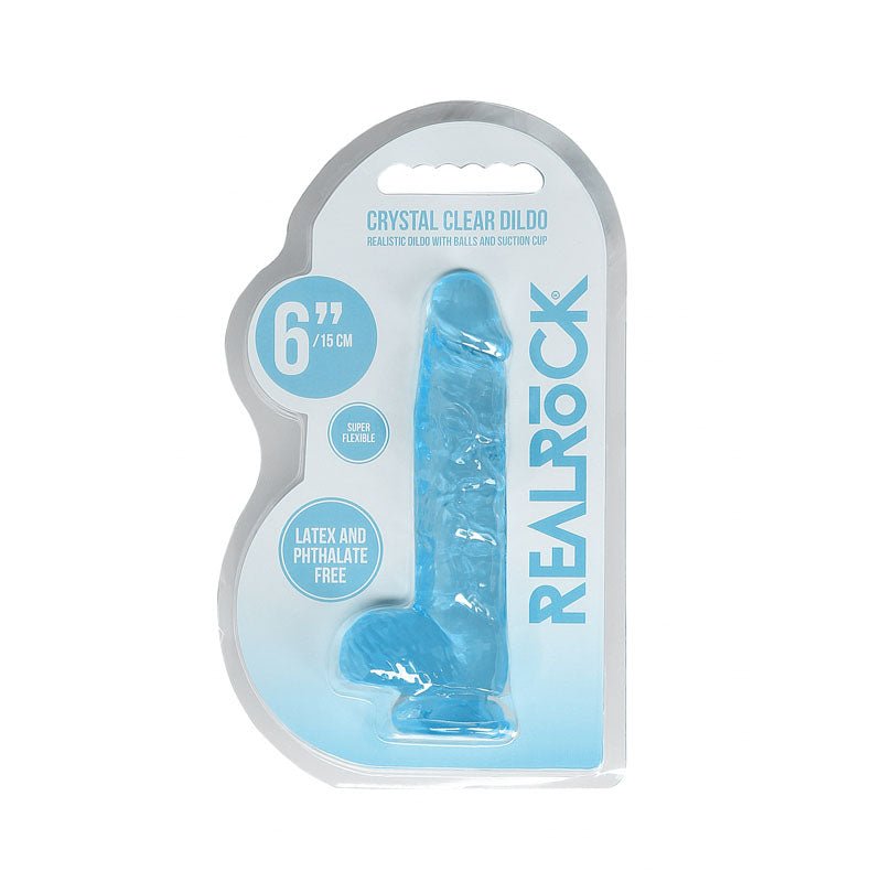 REALROCK 6'' Realistic Dildo With Balls - Blue 15.2 cm Dong - silkandsin