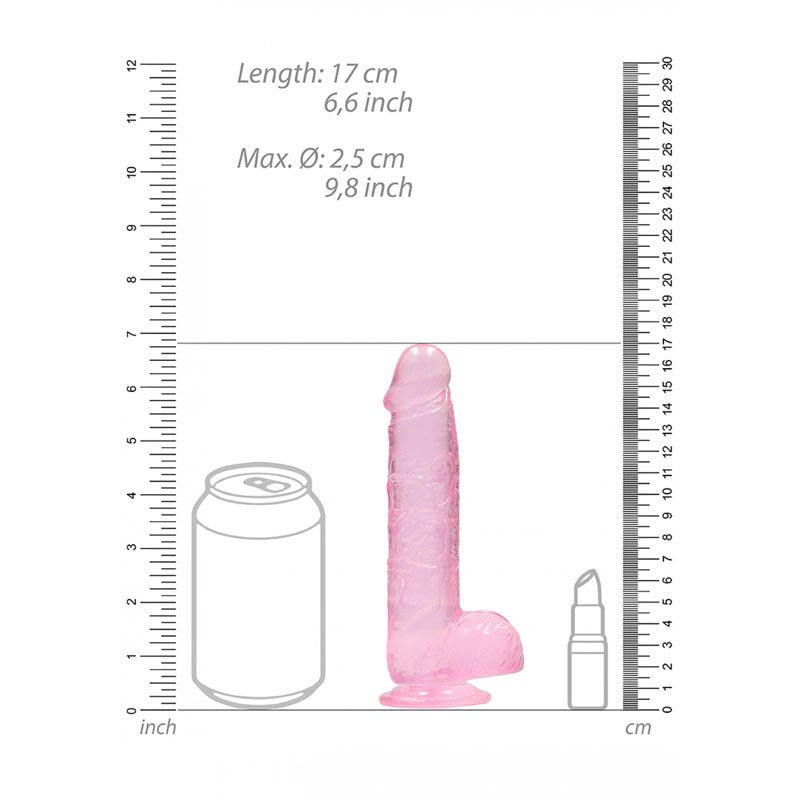 REALROCK 6'' Realistic Dildo With Balls - Pink 15.2 cm Dong - silkandsin