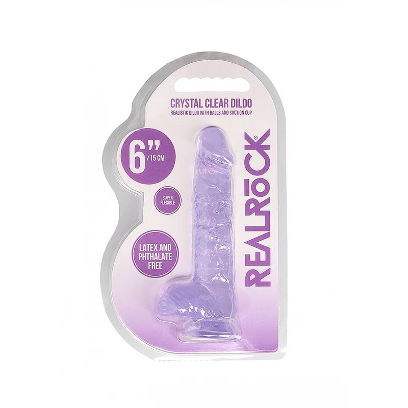 REALROCK 6'' Realistic Dildo With Balls - Purple 15.2 cm Dong - silkandsin