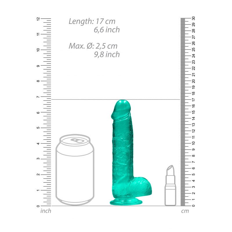 REALROCK 6'' Realistic Dildo With Balls - Turquoise 15.2 cm Dong - silkandsin