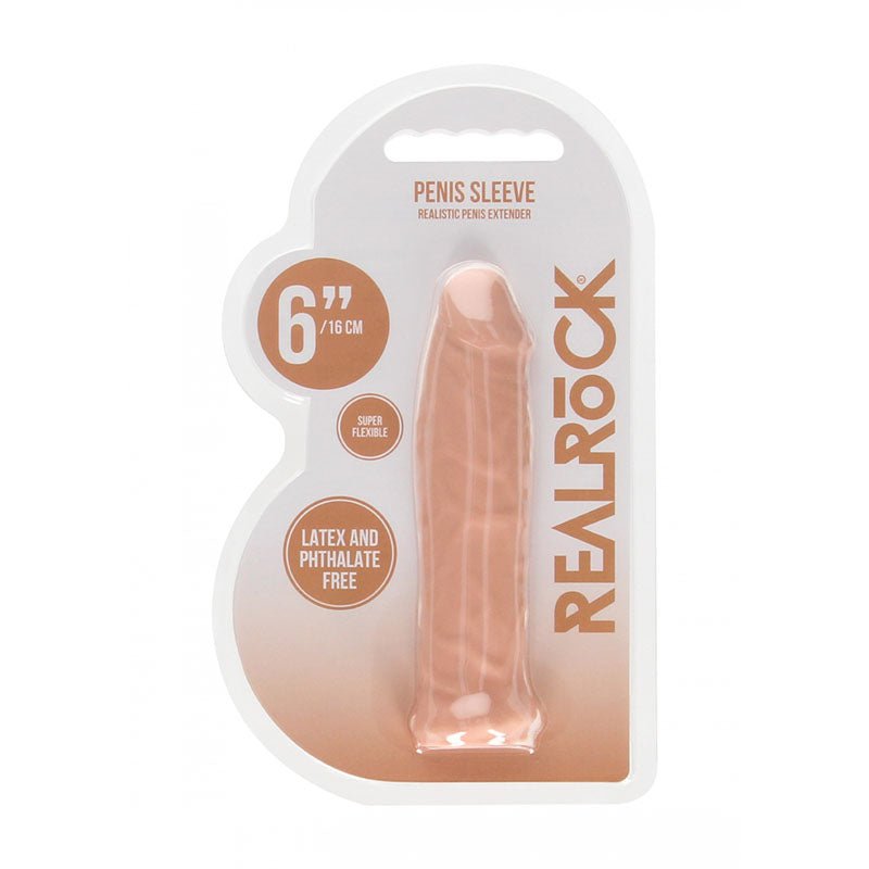 REALROCK 6'' Realistic Penis Sleeve - Flesh 15.2 cm Penis Extension Sleeve - silkandsin