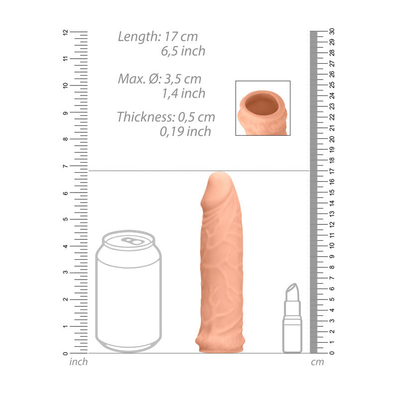 REALROCK 6'' Realistic Penis Sleeve - Flesh 15.2 cm Penis Extension Sleeve - silkandsin