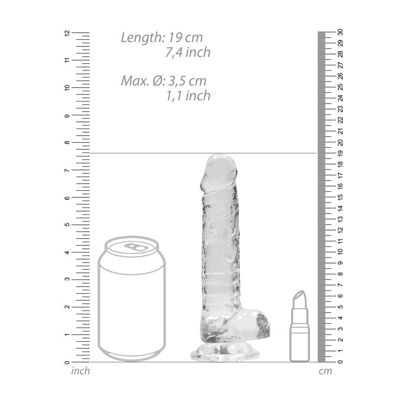 REALROCK 7'' Realistic Dildo With Balls - Clear 17.8 cm Dong - silkandsin