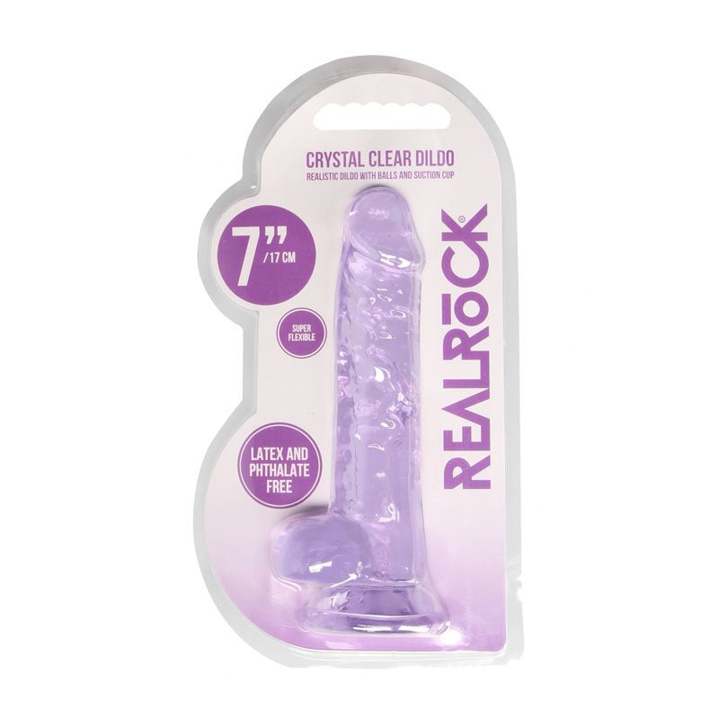 REALROCK 7'' Realistic Dildo With Balls - Purple 17.8 cm Dong - silkandsin