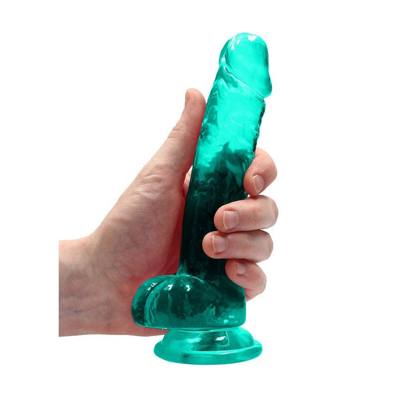 REALROCK 7'' Realistic Dildo With Balls - Turquoise 17.8 cm Dong - silkandsin