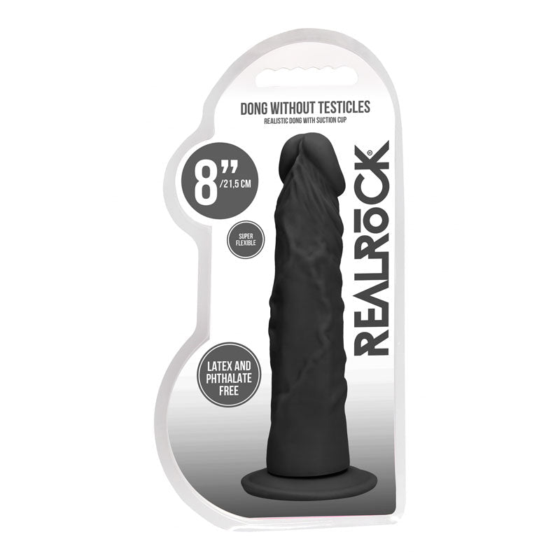 REALROCK 8'' Realistic Dildo - Black 20.3 cm Dong - silkandsin