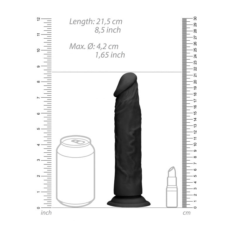 REALROCK 8'' Realistic Dildo - Black 20.3 cm Dong - silkandsin