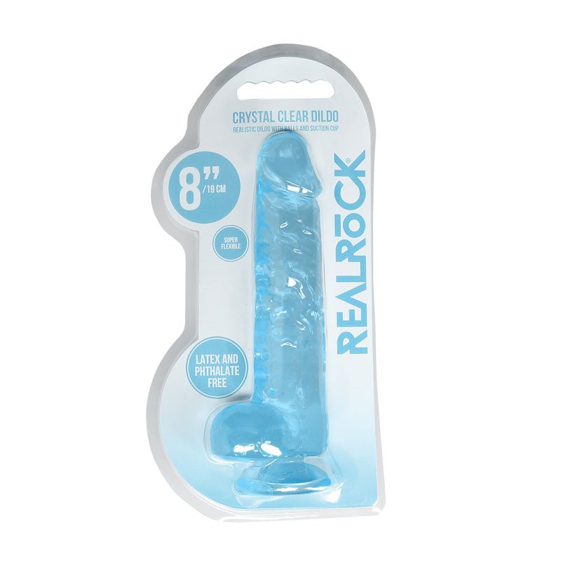 REALROCK 8'' Realistic Dildo With Balls - Blue 20.3 cm Dong - silkandsin