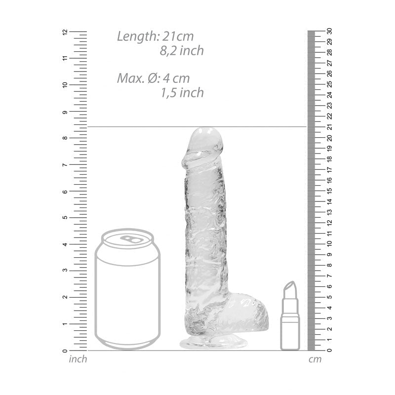 REALROCK 8'' Realistic Dildo With Balls - Clear 20.3 cm Dong - silkandsin