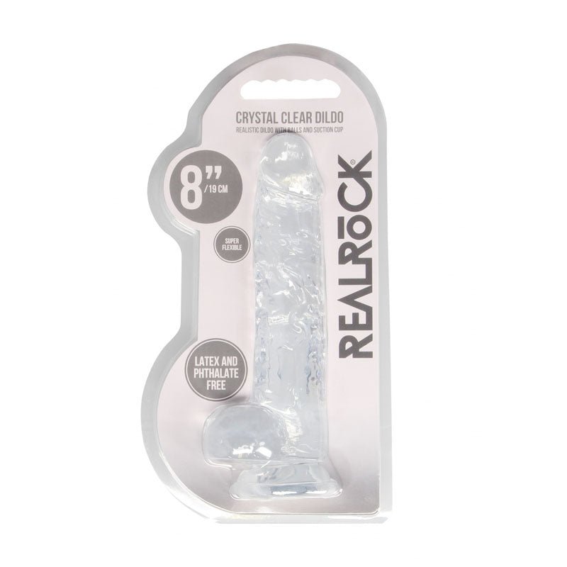 REALROCK 8'' Realistic Dildo With Balls - Clear 20.3 cm Dong - silkandsin
