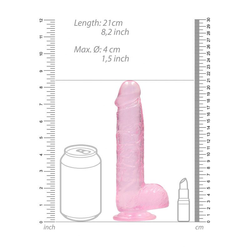 REALROCK 8'' Realistic Dildo With Balls - Pink 20.3 cm Dong - silkandsin