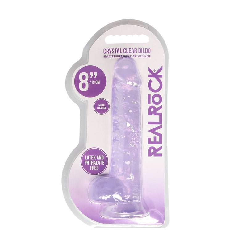 REALROCK 8'' Realistic Dildo With Balls - Purple 20.3 cm Dong - silkandsin