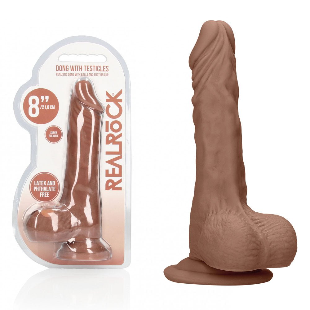 REALROCK 8'' Realistic Dong with Balls - Tan - Tan 20.3 cm Dong - silkandsin