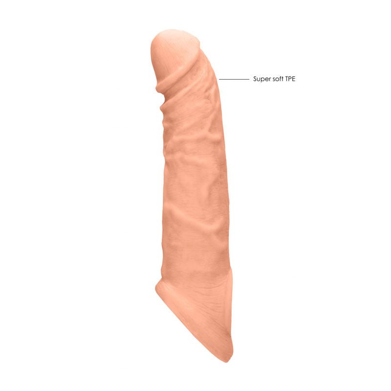 REALROCK 8'' Realistic Penis Extender with Rings - Flesh 20.3 cm Penis Extension Sleeve - silkandsin