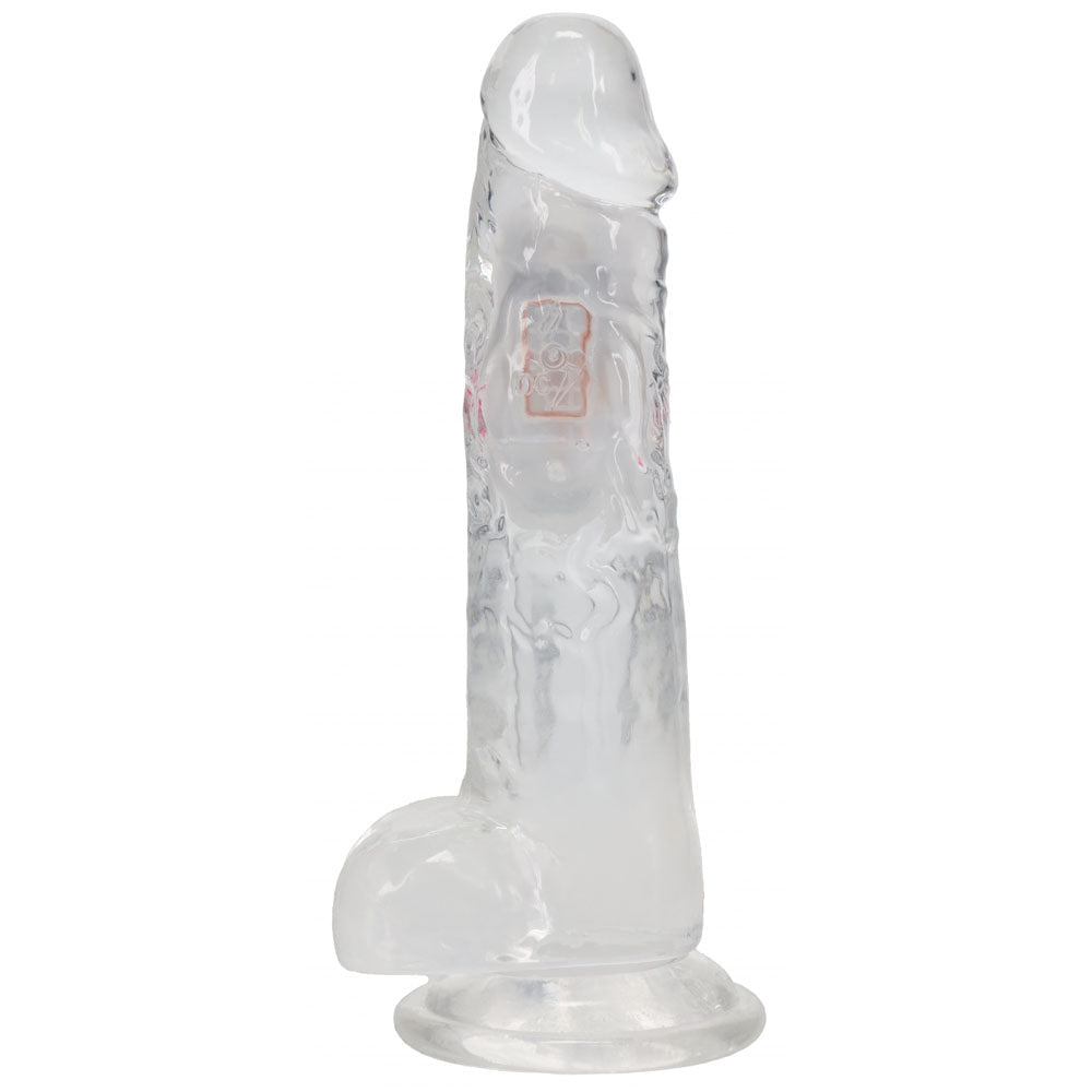 REALROCK 8'' with Balls Wireless Rechargeable LED Vibrating Dong - Clear with LED 22.5 cm USB Rechargeable Vibrating Dong with Remote - silkandsin