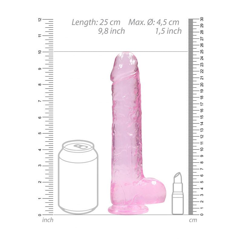 RealRock 9'' Realistic Dildo With Balls - Pink 22.9 cm Dong - silkandsin