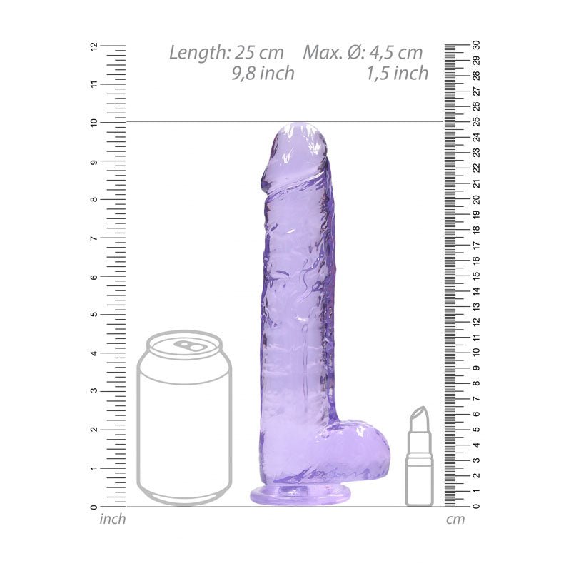 RealRock 9'' Realistic Dildo With Balls - Purple 22.9 cm Dong - silkandsin