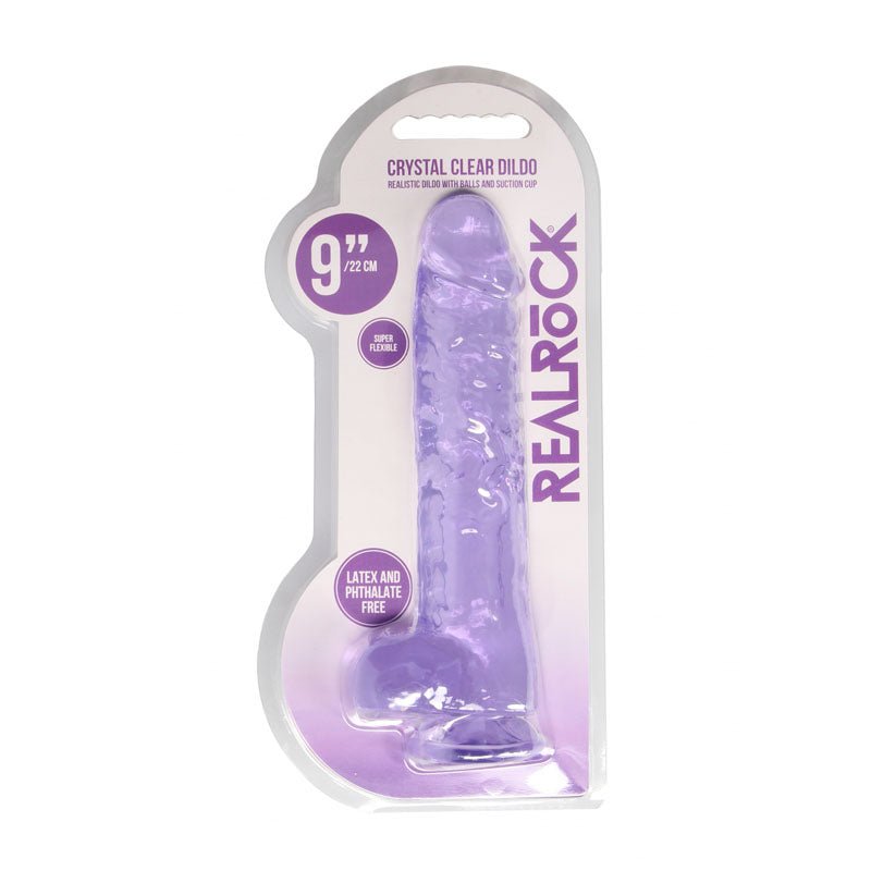 RealRock 9'' Realistic Dildo With Balls - Purple 22.9 cm Dong - silkandsin