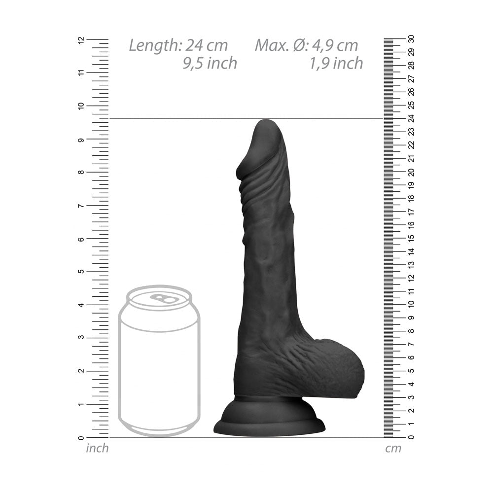 REALROCK 9'' Realistic Dong with Balls - Black - Black 22.9 cm Dong - silkandsin