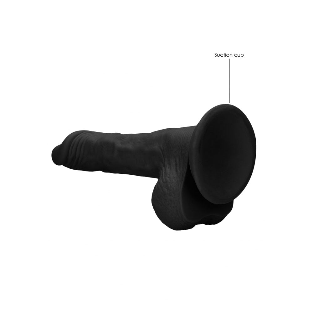 REALROCK 9'' Realistic Dong with Balls - Black - Black 22.9 cm Dong - silkandsin