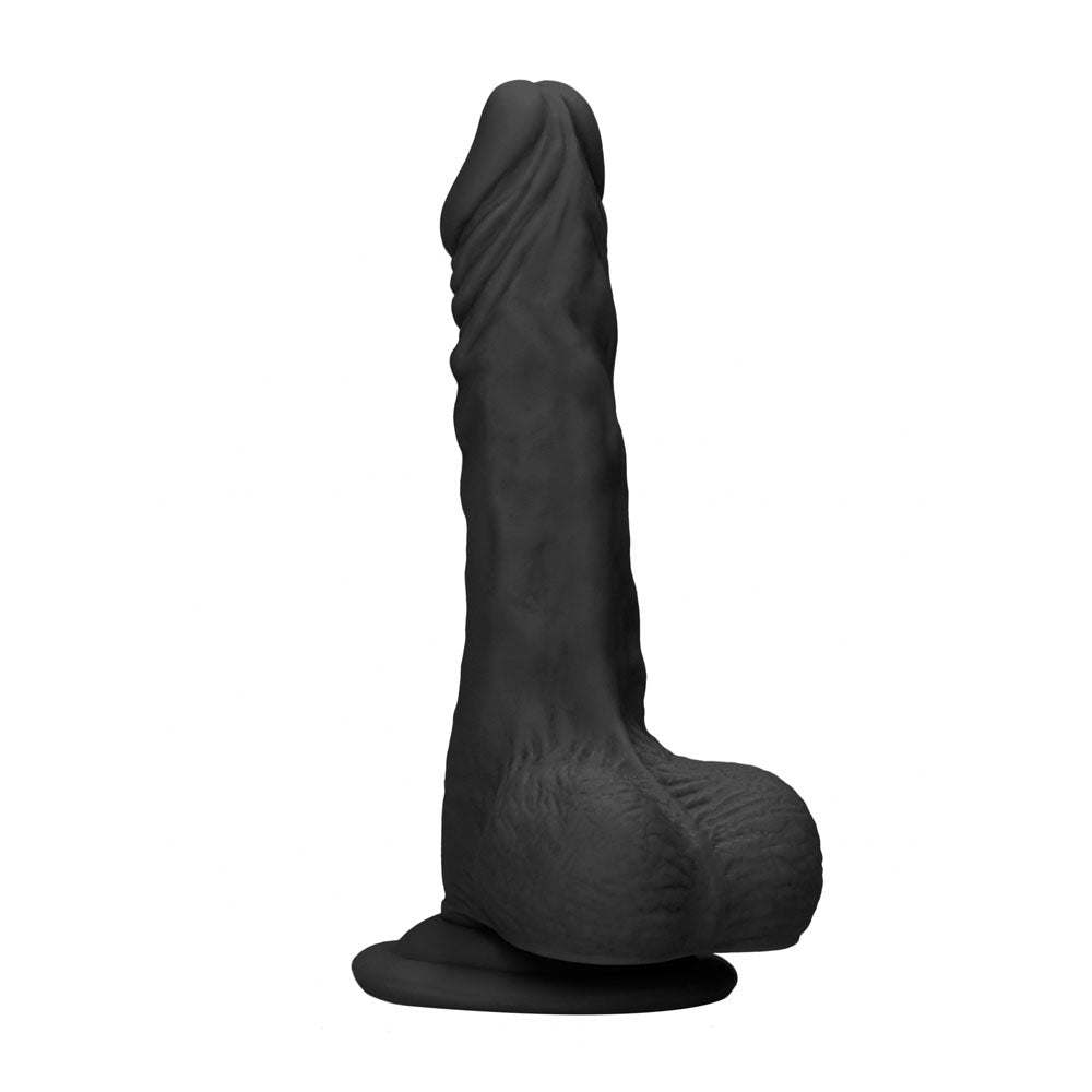 REALROCK 9'' Realistic Dong with Balls - Black - Black 22.9 cm Dong - silkandsin