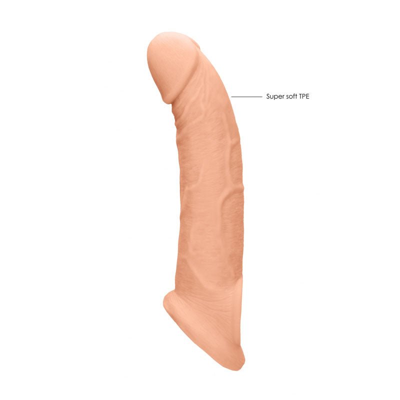 REALROCK 9'' Realistic Penis Extender with Rings - Flesh 22.9 cm Penis Extension Sleeve - silkandsin