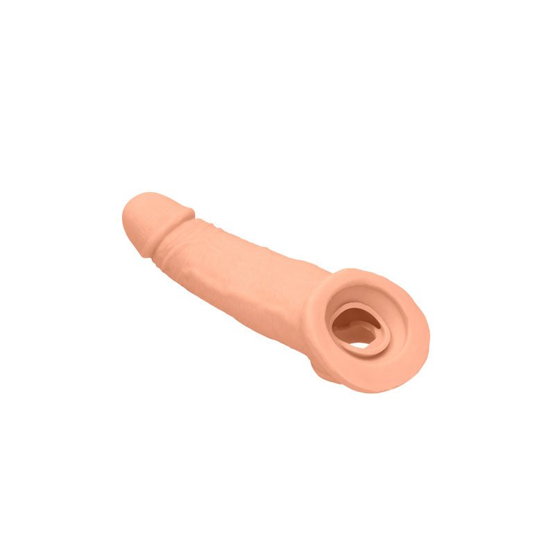 REALROCK 9'' Realistic Penis Extender with Rings - Flesh 22.9 cm Penis Extension Sleeve - silkandsin