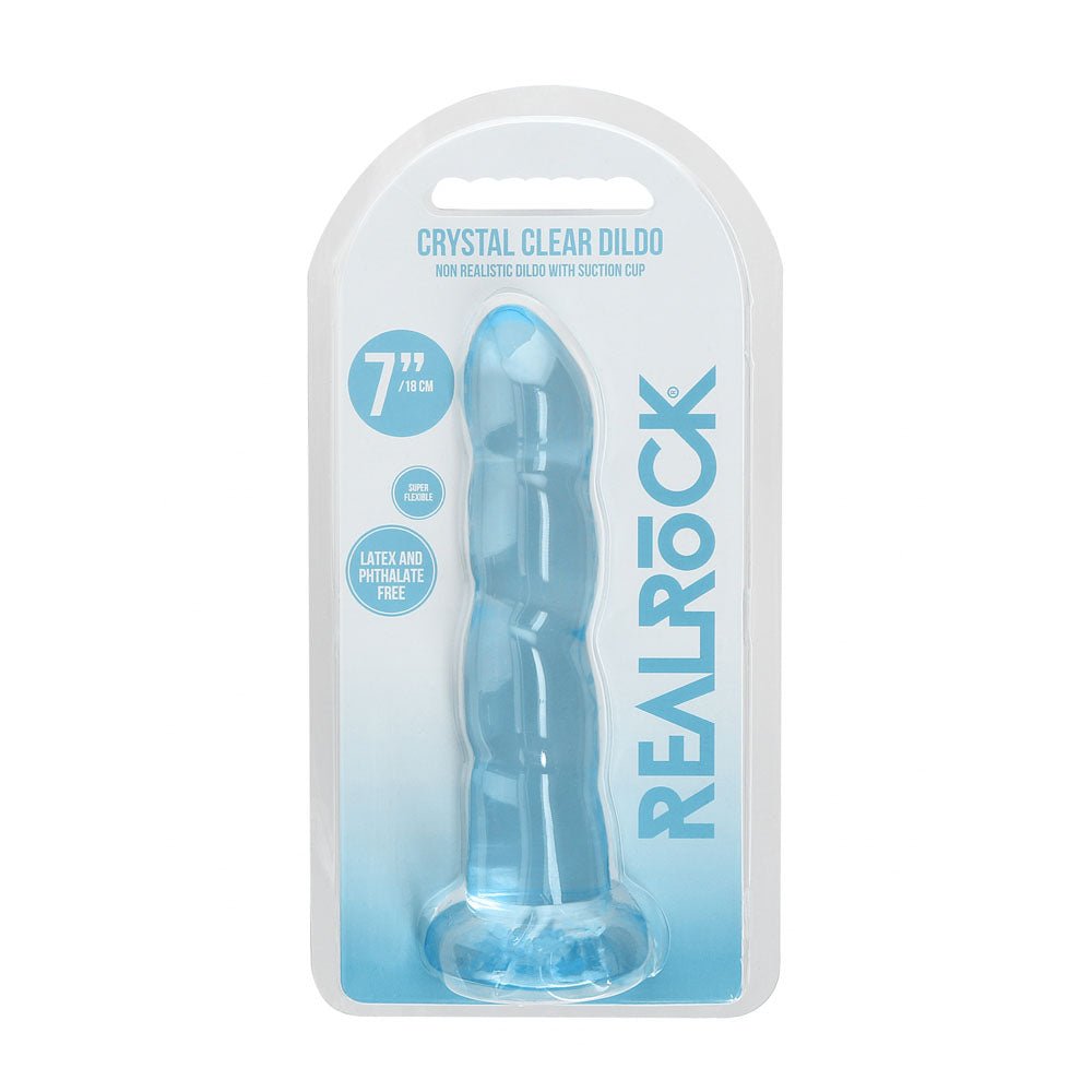 REALROCK Dildo With Suction - 17 cm - Blue - Blue 17 cm Dildo - silkandsin