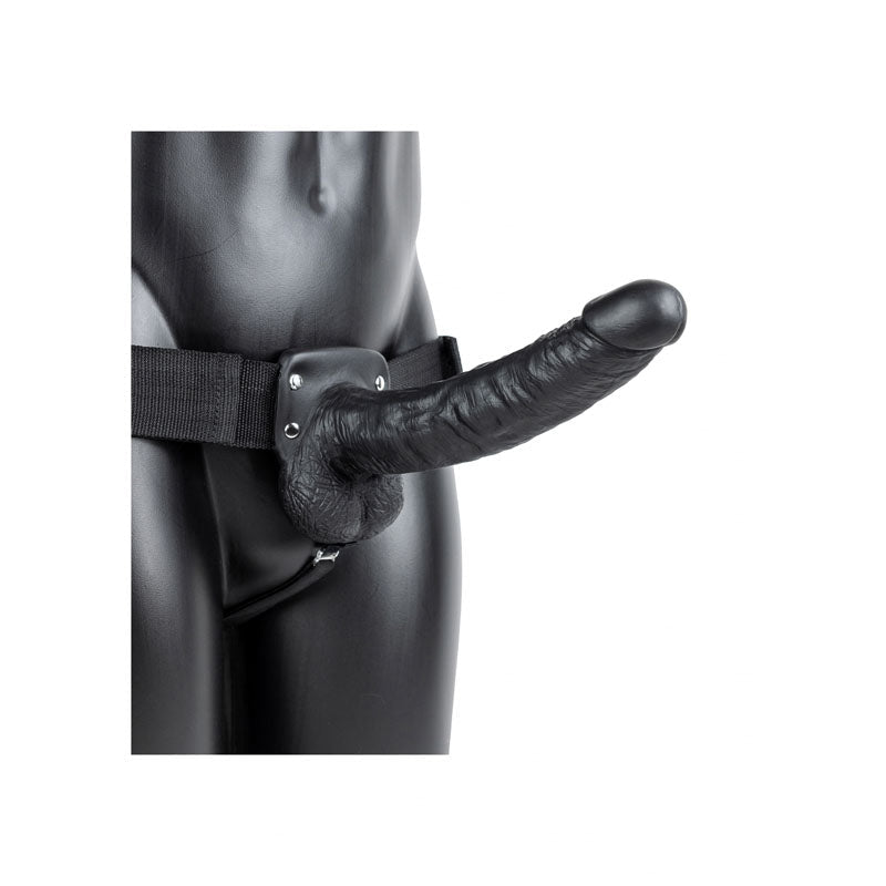 REALROCK Hollow Strapon with Balls - 23 cm Black - Black 23 cm Hollow Strap - On - silkandsin