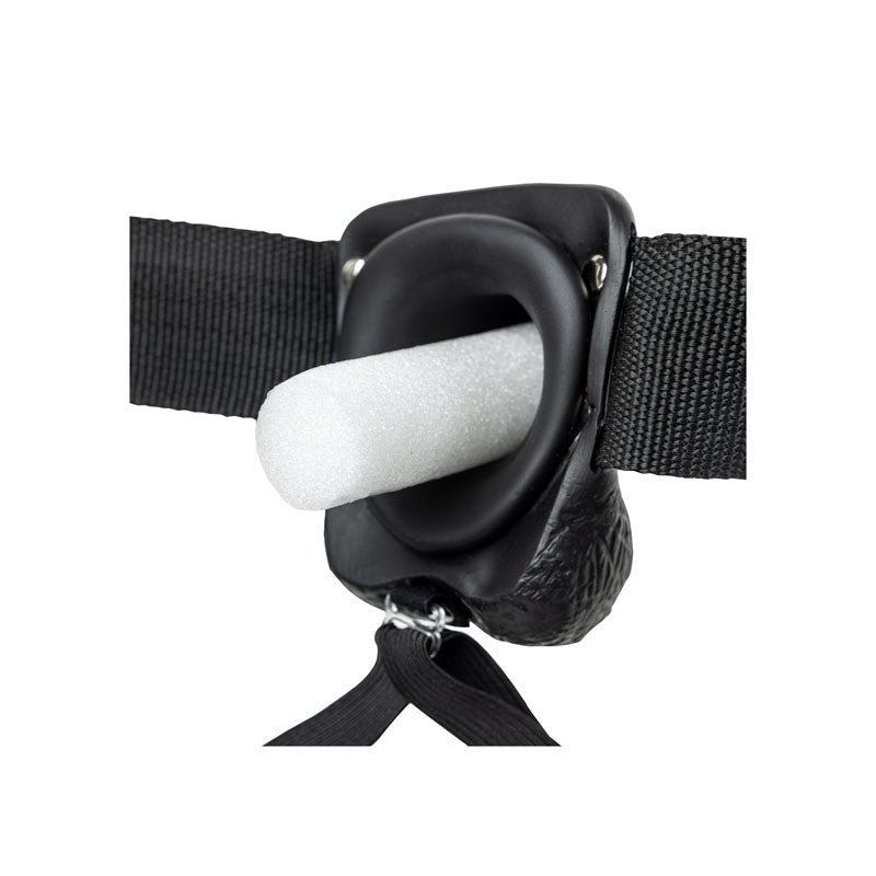 REALROCK Hollow Strapon with Balls - 23 cm Black - Black 23 cm Hollow Strap - On - silkandsin