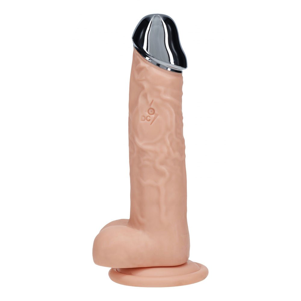 REALROCK Metal Head 8'' Rechargeable Dildo - Flesh - Flesh 22 cm USB Rechargeable Vibrating Dildo with Metal Head and Wireless Remote - silkandsin