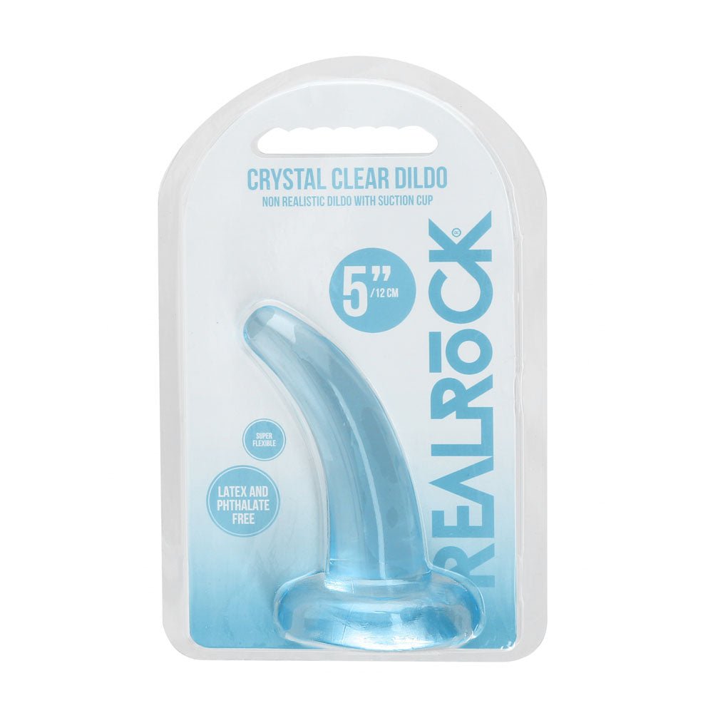 REALROCK Non Realistic Dildo With Suction Cup - 11.5 cm - Blue - Blue 11.5 cm Curved Pegging Dong - silkandsin
