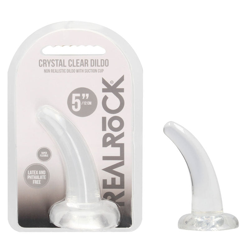 REALROCK Non Realistic Dildo With Suction Cup - 11.5 cm - Clear 11.5 cm Curved Pegging Dong - silkandsin