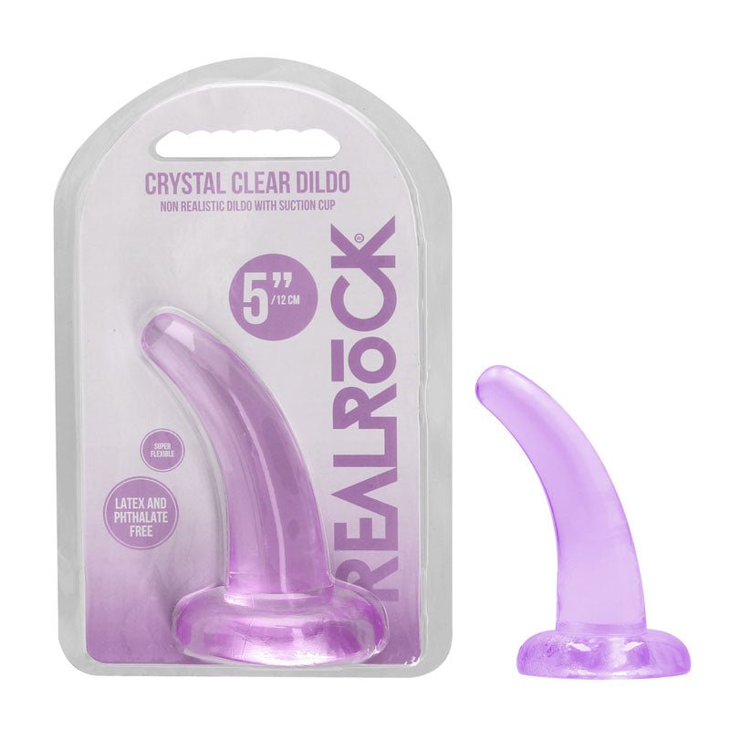 REALROCK Non Realistic Dildo With Suction Cup - 11.5 cm - Purple 11.5 cm Curved Pegging Dong - silkandsin