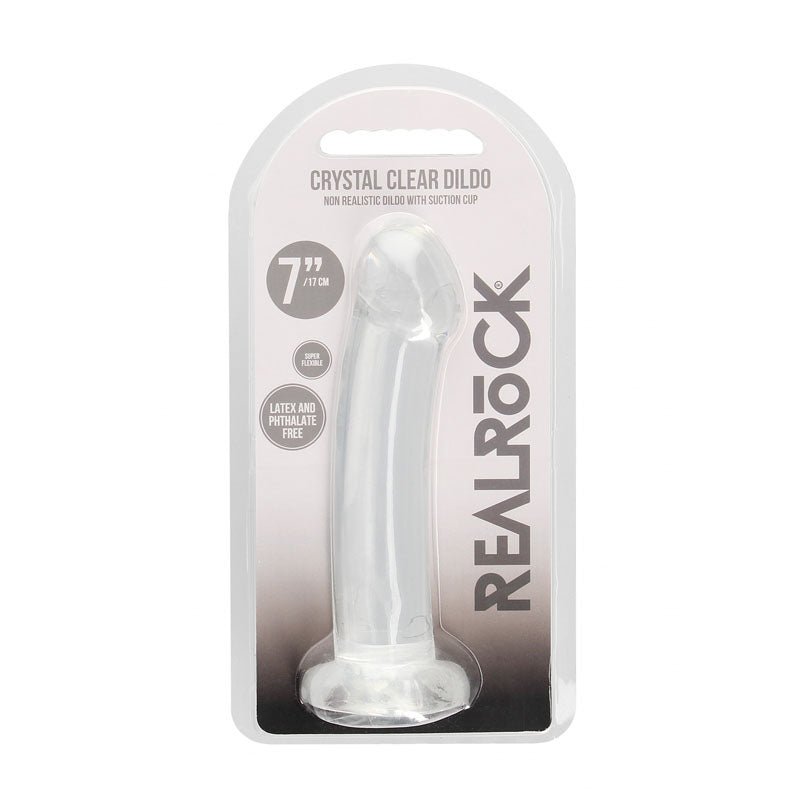 REALROCK Non Realistic Dildo With Suction Cup - 17 cm - Clear 17 cm Dong - silkandsin