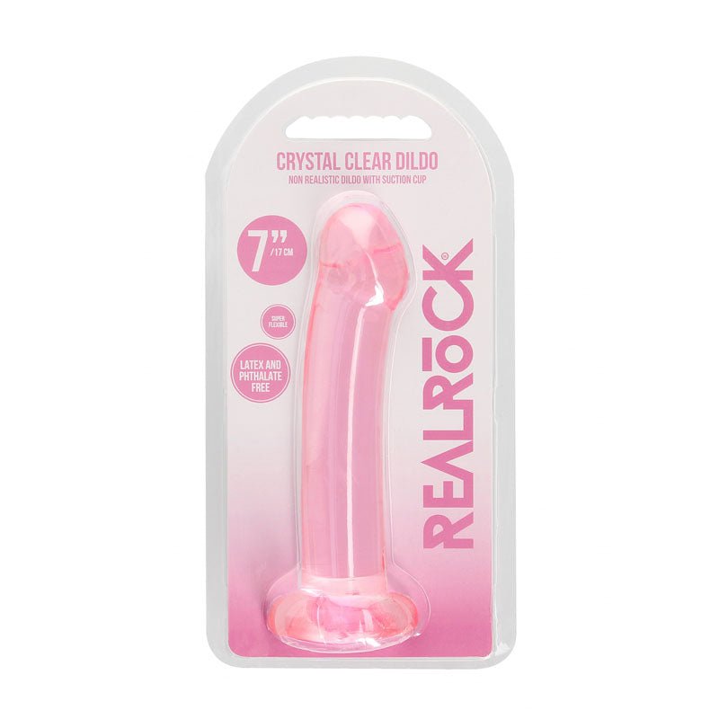 REALROCK Non Realistic Dildo With Suction Cup - 17 cm - Pink 17 cm Dong - silkandsin