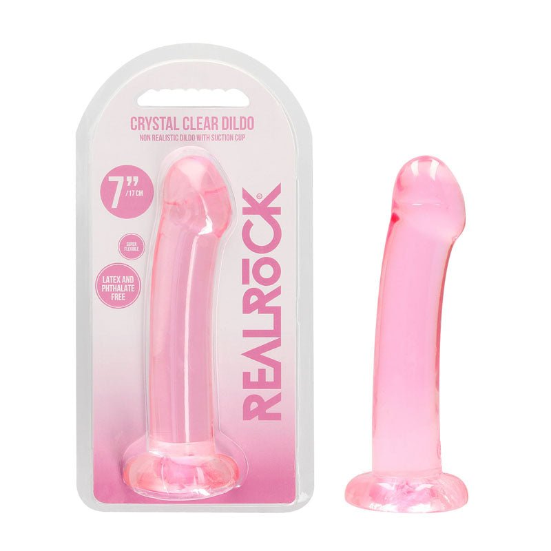 REALROCK Non Realistic Dildo With Suction Cup - 17 cm - Pink 17 cm Dong - silkandsin